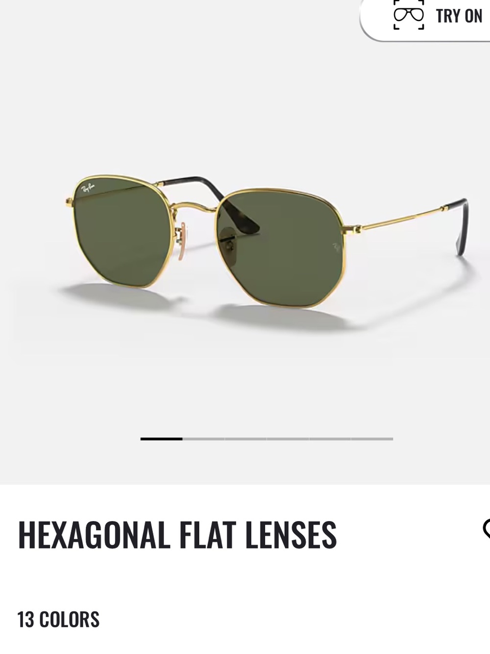 Ray-Ban Hexagonal Sunglasses - Gold Frame with Green Lenses